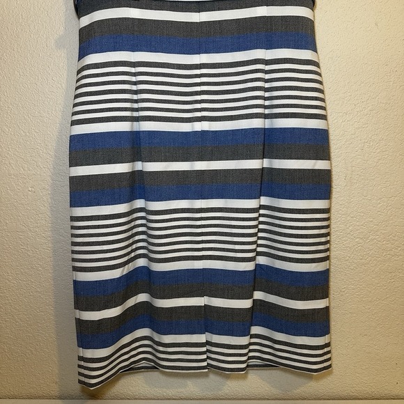 Calvin Klein Womens 14 Blue Gray Striped Sheath Scuba Stretch Knee Length Formal - Picture 5 of 6